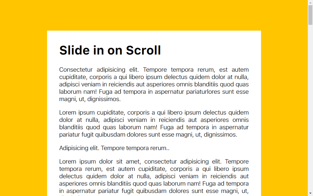 Snapshot of the project Slide in on scroll